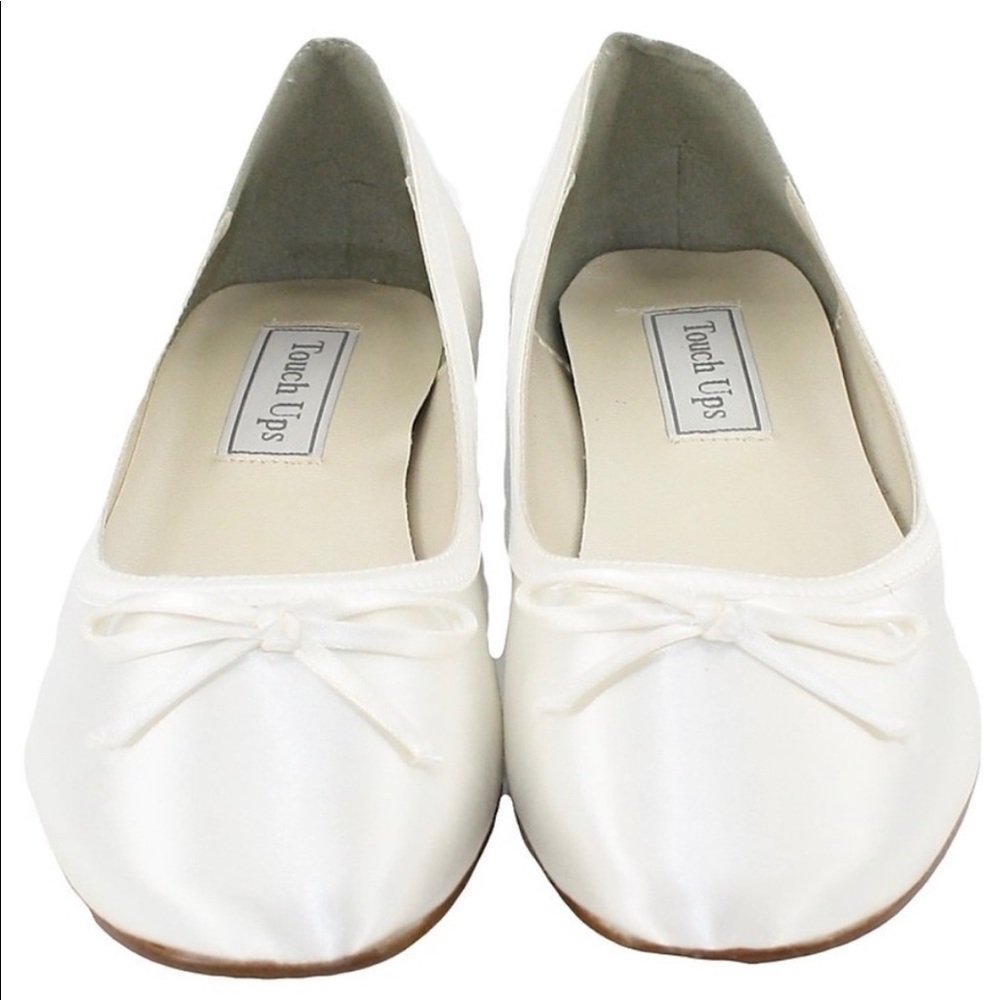 Touch Ups Bridal White Satin Flats